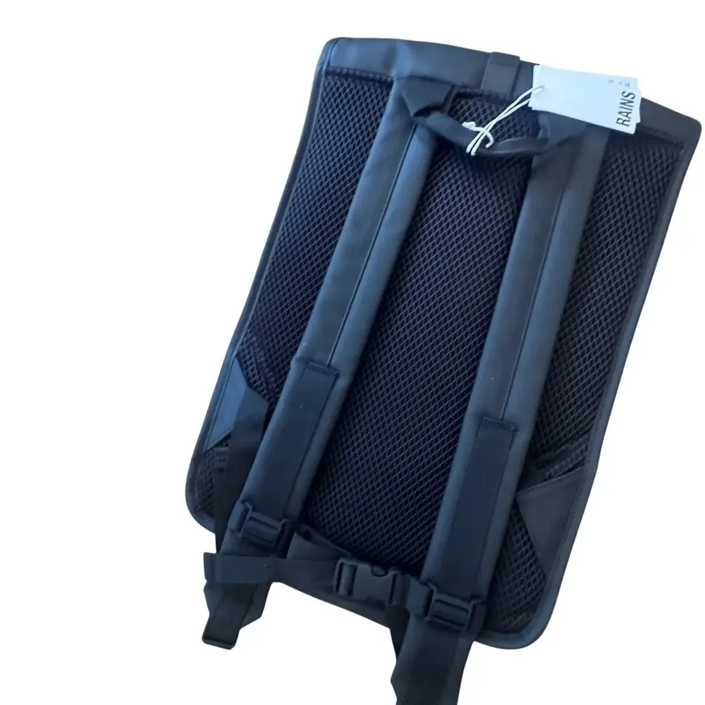 Rains Men's Rolltop Rucksack W3 Backpack Adjustable Straps Black One Size NWT